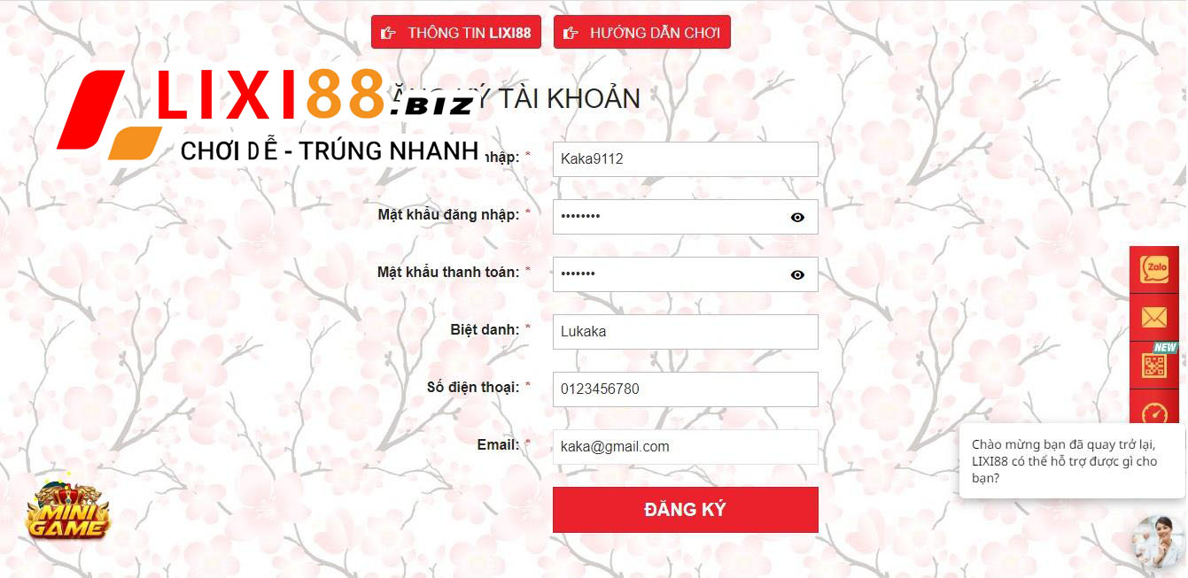 Cách đăng ký tài khoản tại Lixi88