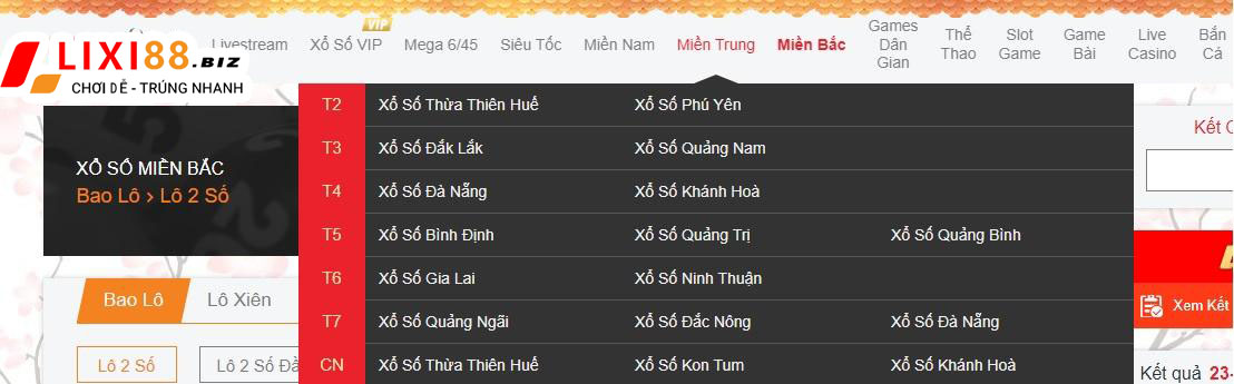 Lô đề miền Trung tại Lixi88