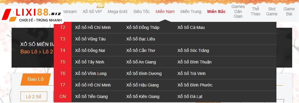 Xổ số miền Nam tại Lixi88.biz