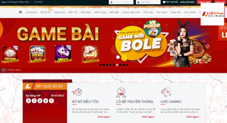 Bước 1: Truy cập vào trang chủ của Lixi88