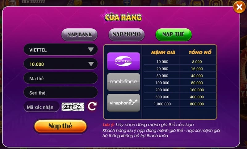 Nạp tiền với đa dạng hình thức được đông đảo cược thủ lựa chọn