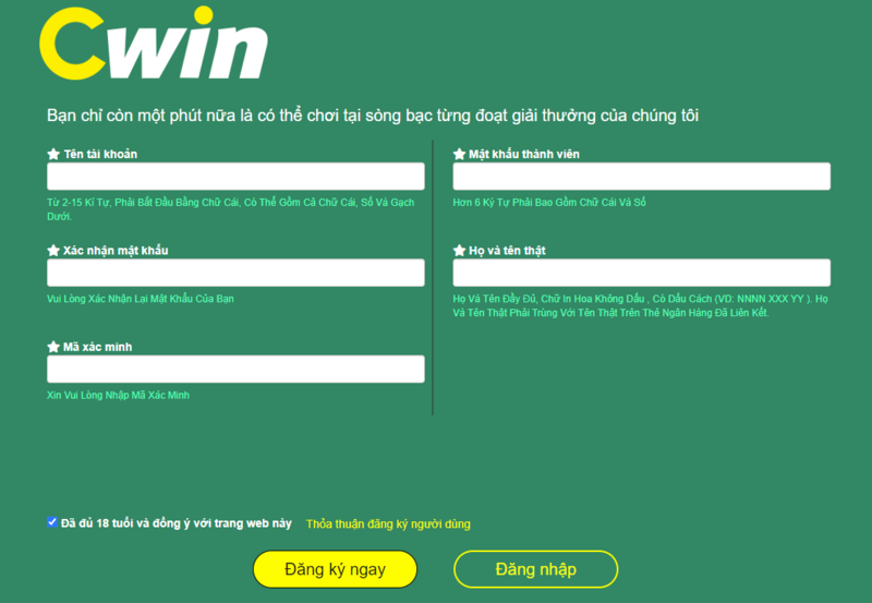 Cách tạo tài khoản Cwin nhanh chóng thành công