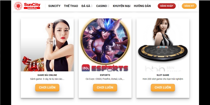 Giao diện game Suncity được thiết kế thân thiện với người chơi