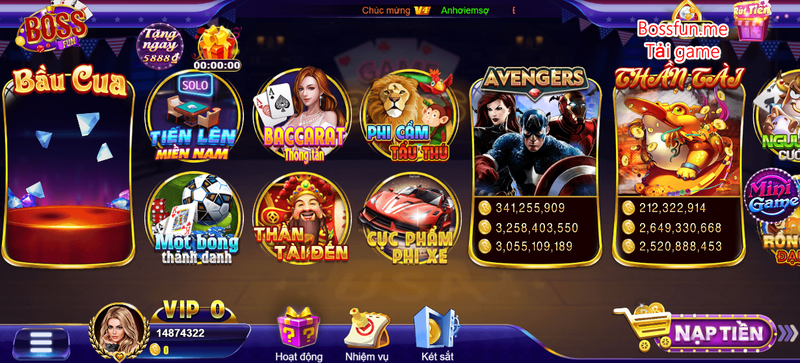 Kho game đổi thưởng hấp dẫn của bossfun