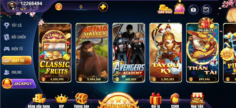 Phong phú các loại slot game tại 8us
